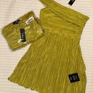 Lulus Green-Chartreuse One-Shoulder Dress